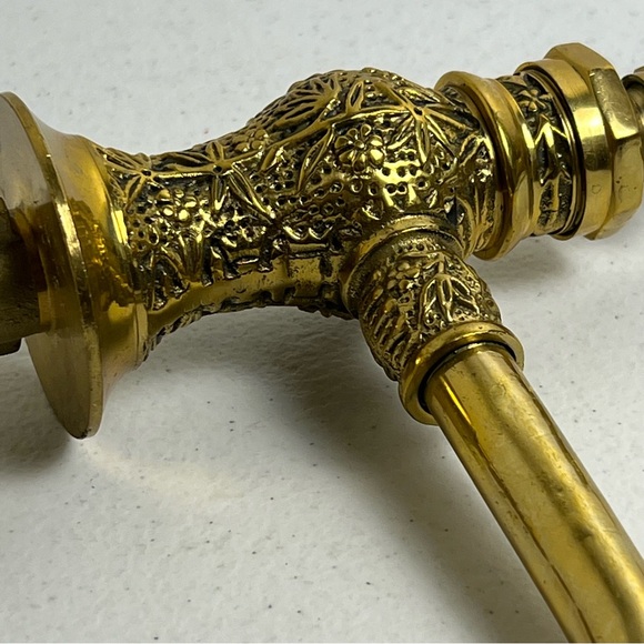 VTG Pair Embroidered Brass Decorative Ornate Separate Hot Cold Sink Faucets - Picture 9 of 16